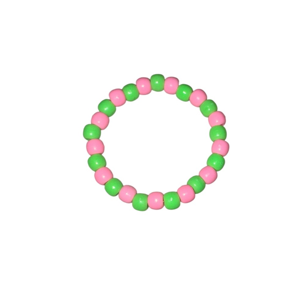 3 FOR $10 HANDCRAFTED Green & Pink Pony Beaded Bracelet
